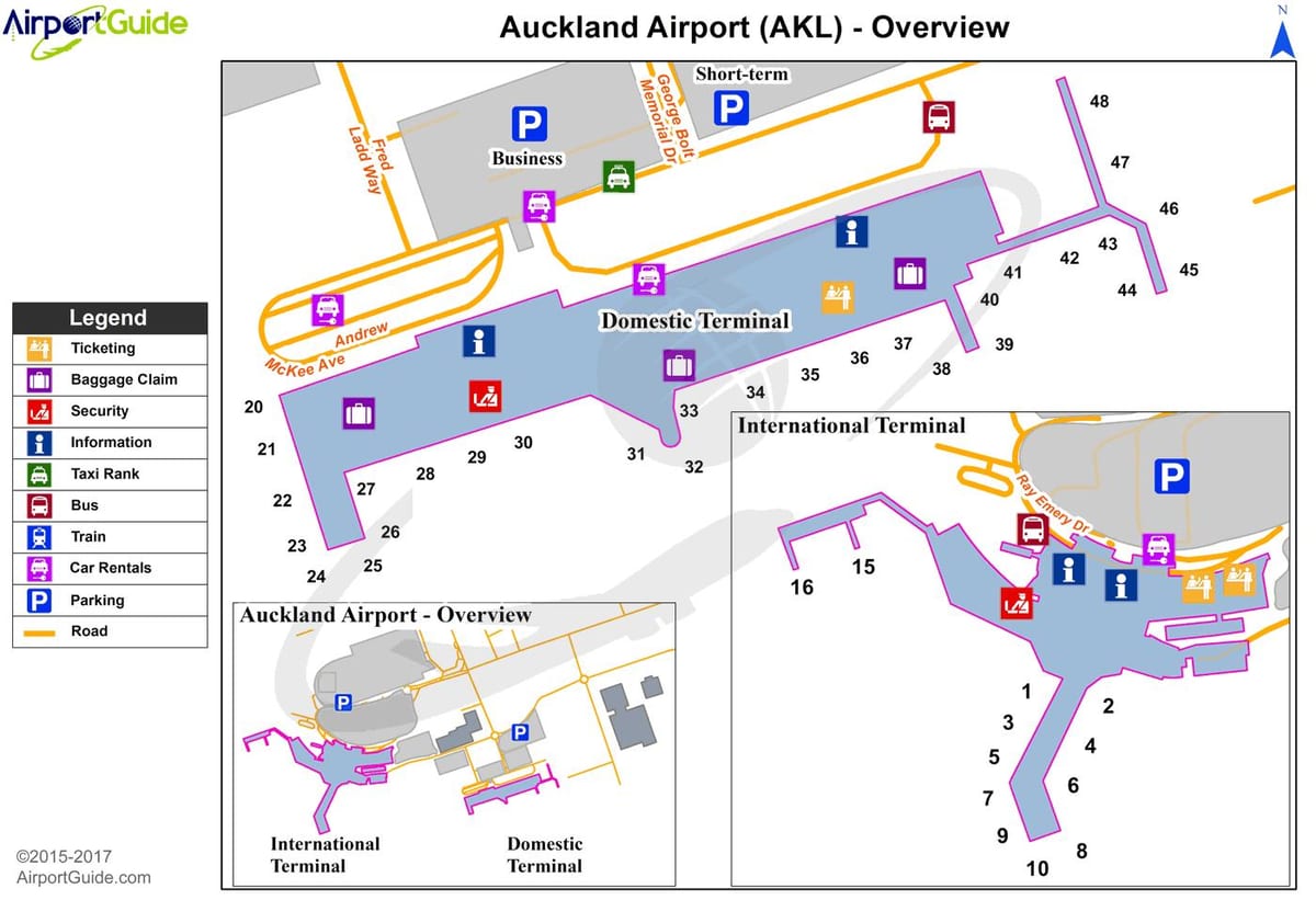 kartta Auckland lentokenttä
