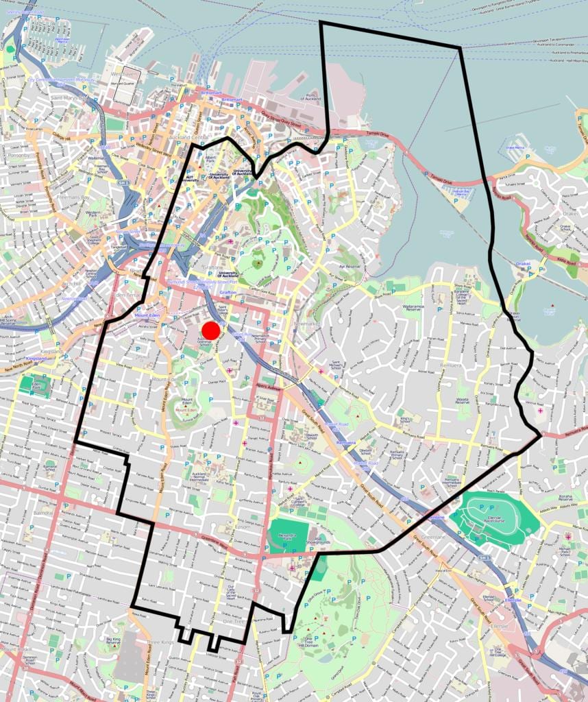 Auckland Grammar school zone kartta