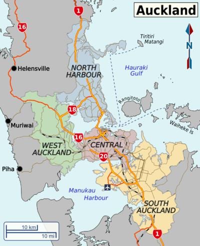 kartta Auckland piirit
