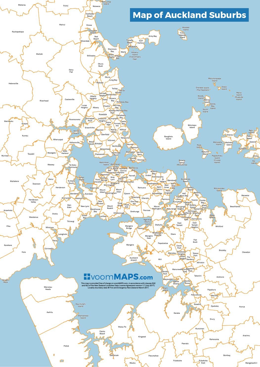 kartta Auckland lähiöissä